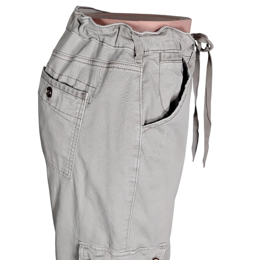 Anthro Pilcro Wide Legs Cargo Pants Size 32 P Waist Hems Drawstring Multi Pocket - Picture 10 of 16